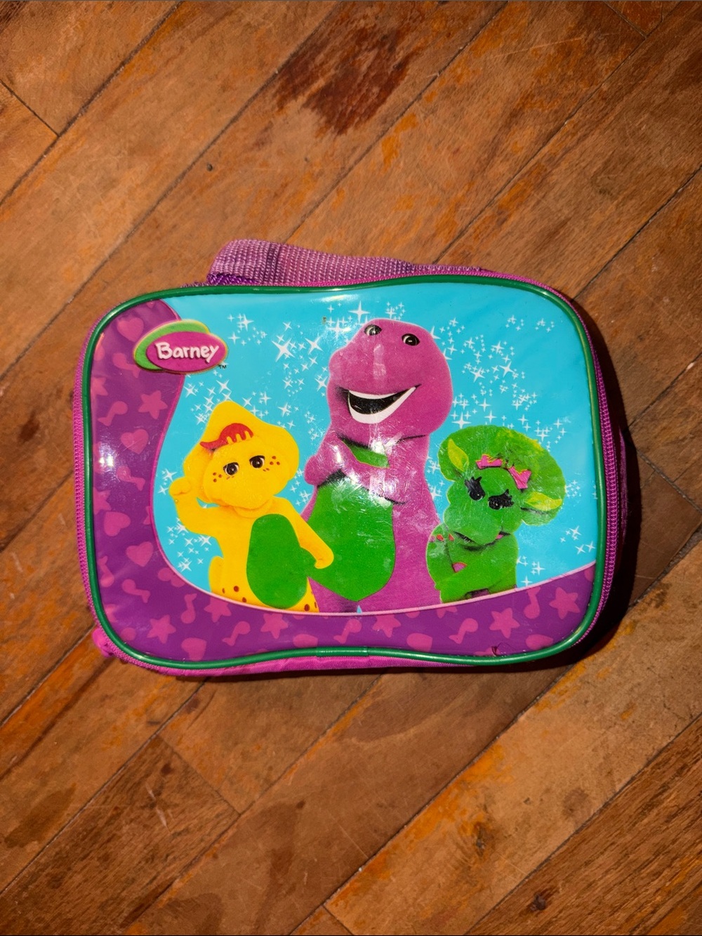 Barneys New York Purple and Turquoise Barney Character Lunch Bag